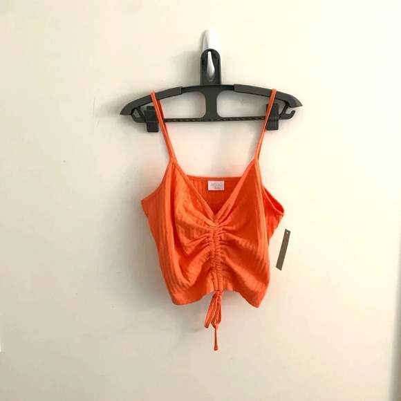 Abound stripped Orange Ruched Front Strappy Crop Top size large - Picture 2 of 6